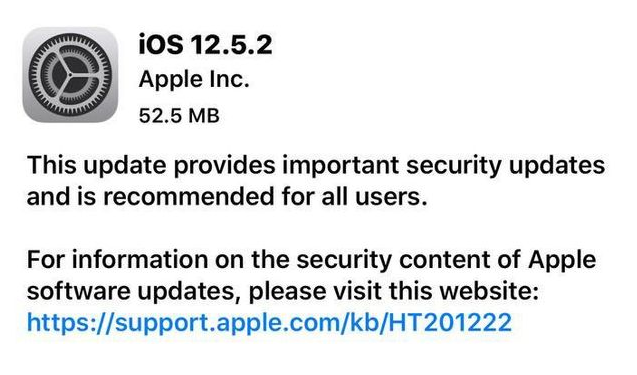 谢通门苹果手机维修分享iOS12.5.2发布，建议所有老苹果用户安装 